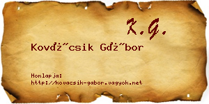 Kovácsik Gábor névjegykártya